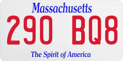 MA license plate 290BQ8