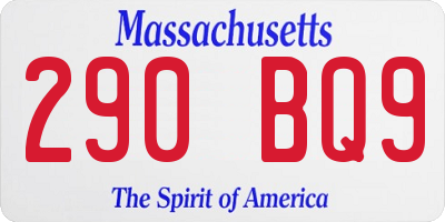 MA license plate 290BQ9