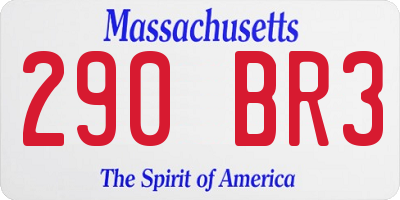 MA license plate 290BR3