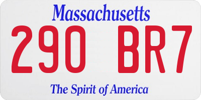 MA license plate 290BR7