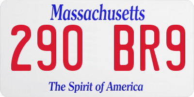 MA license plate 290BR9
