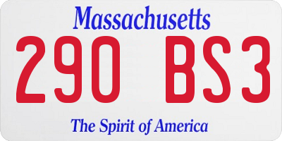 MA license plate 290BS3