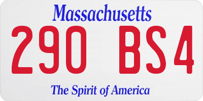 MA license plate 290BS4