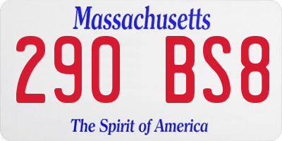 MA license plate 290BS8