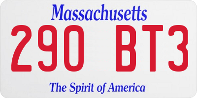 MA license plate 290BT3