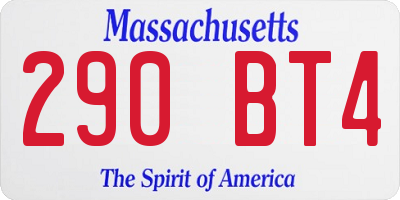 MA license plate 290BT4