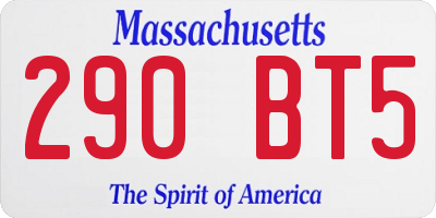 MA license plate 290BT5