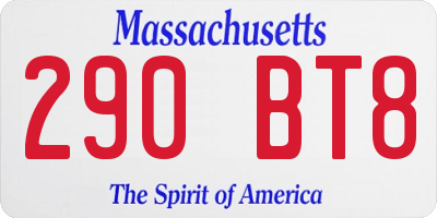 MA license plate 290BT8