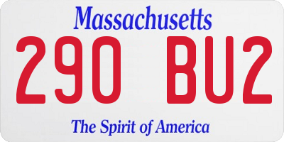 MA license plate 290BU2