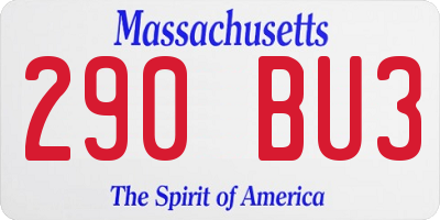 MA license plate 290BU3