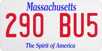 MA license plate 290BU5