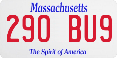 MA license plate 290BU9