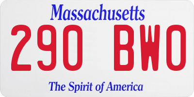 MA license plate 290BW0