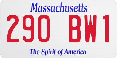MA license plate 290BW1