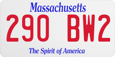 MA license plate 290BW2
