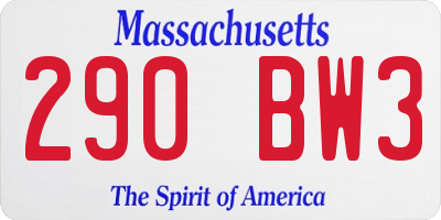 MA license plate 290BW3
