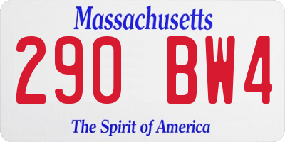 MA license plate 290BW4