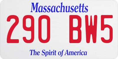 MA license plate 290BW5
