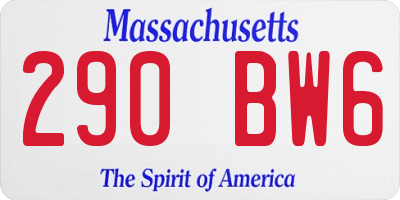 MA license plate 290BW6