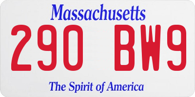 MA license plate 290BW9