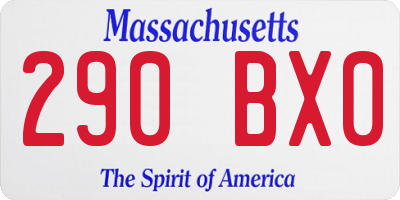 MA license plate 290BX0