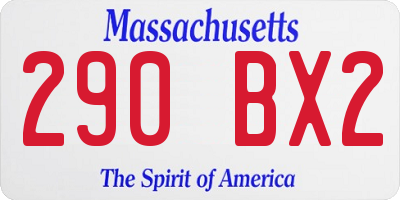 MA license plate 290BX2