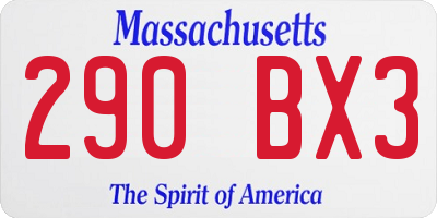 MA license plate 290BX3