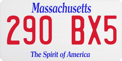 MA license plate 290BX5