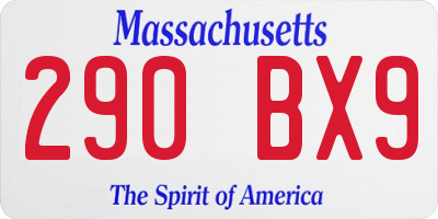 MA license plate 290BX9