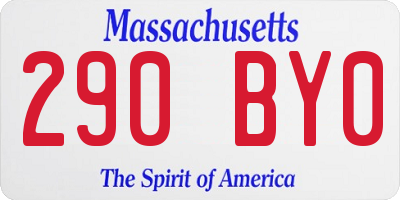 MA license plate 290BY0