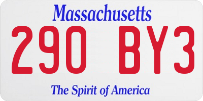 MA license plate 290BY3