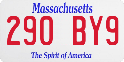 MA license plate 290BY9
