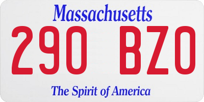 MA license plate 290BZ0