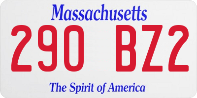 MA license plate 290BZ2