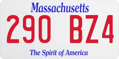 MA license plate 290BZ4