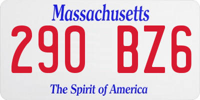 MA license plate 290BZ6