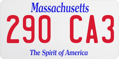 MA license plate 290CA3