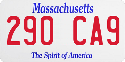 MA license plate 290CA9