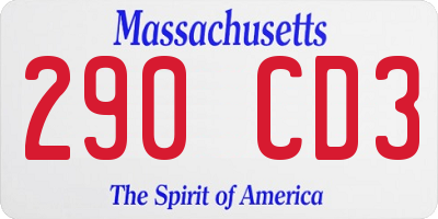 MA license plate 290CD3