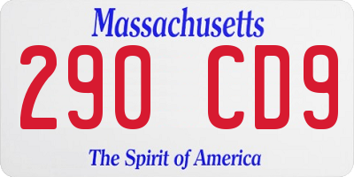 MA license plate 290CD9