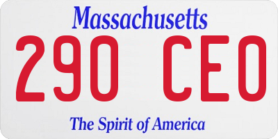 MA license plate 290CE0