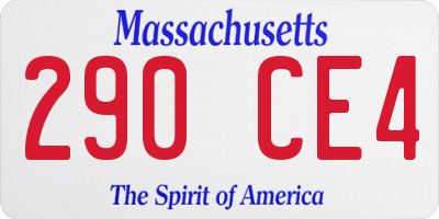 MA license plate 290CE4