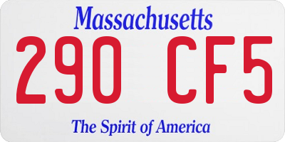 MA license plate 290CF5