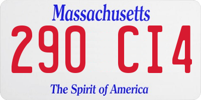MA license plate 290CI4