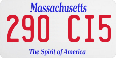 MA license plate 290CI5