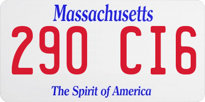 MA license plate 290CI6