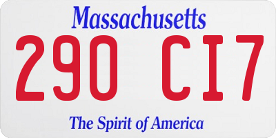 MA license plate 290CI7