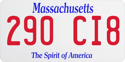 MA license plate 290CI8
