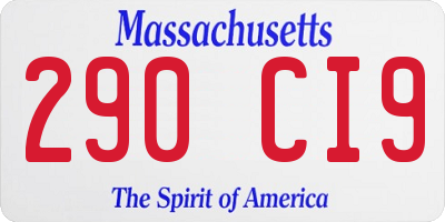 MA license plate 290CI9