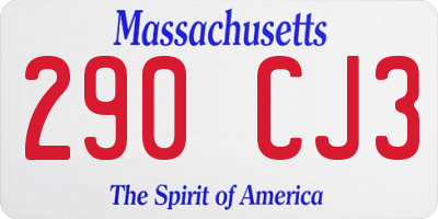 MA license plate 290CJ3
